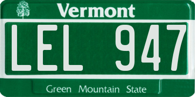 VT license plate LEL947