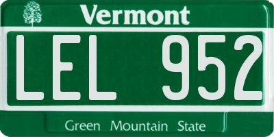 VT license plate LEL952