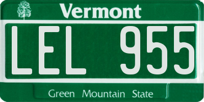 VT license plate LEL955