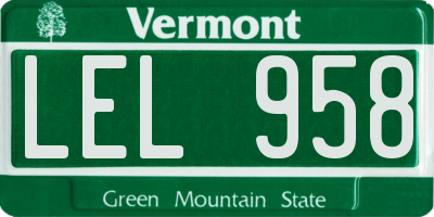 VT license plate LEL958