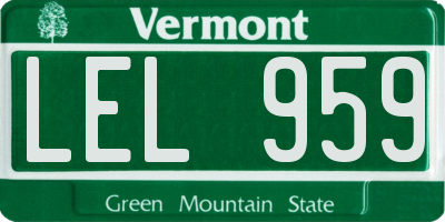 VT license plate LEL959