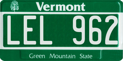 VT license plate LEL962