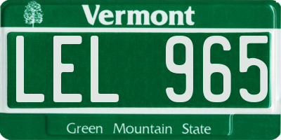 VT license plate LEL965