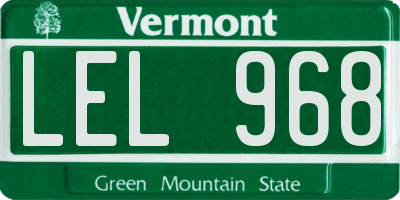 VT license plate LEL968