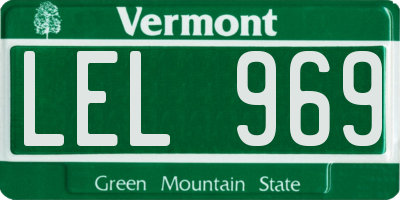 VT license plate LEL969