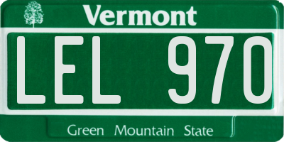VT license plate LEL970
