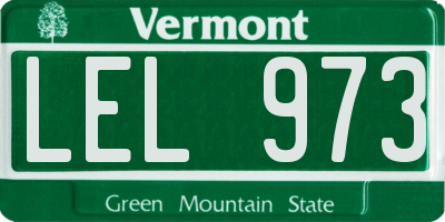 VT license plate LEL973