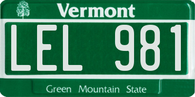 VT license plate LEL981