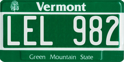VT license plate LEL982