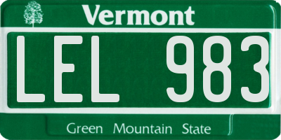 VT license plate LEL983
