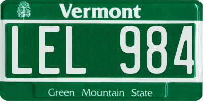 VT license plate LEL984