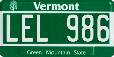 VT license plate LEL986