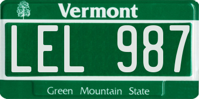 VT license plate LEL987