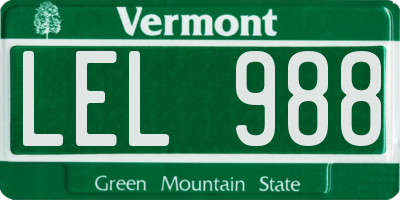 VT license plate LEL988