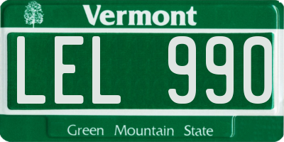 VT license plate LEL990