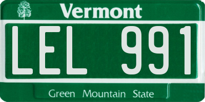 VT license plate LEL991