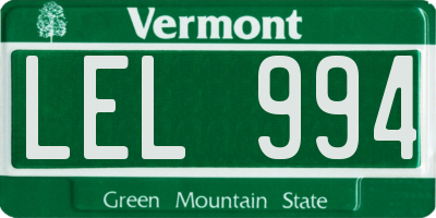 VT license plate LEL994