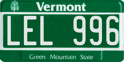 VT license plate LEL996