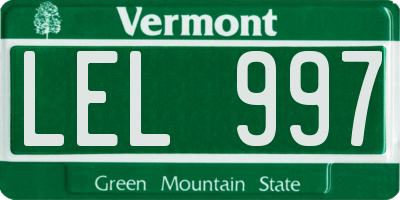 VT license plate LEL997