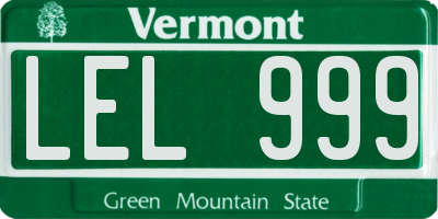 VT license plate LEL999