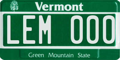 VT license plate LEM000