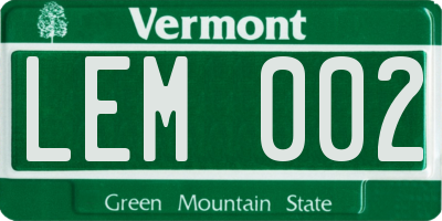 VT license plate LEM002