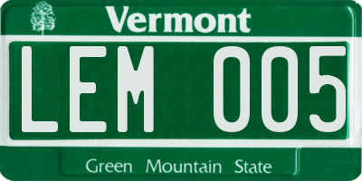 VT license plate LEM005