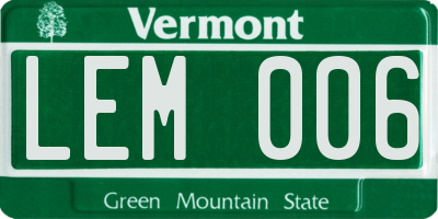 VT license plate LEM006