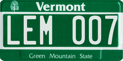 VT license plate LEM007