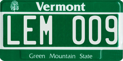 VT license plate LEM009