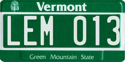 VT license plate LEM013