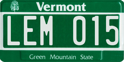 VT license plate LEM015