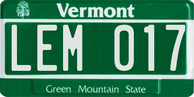 VT license plate LEM017