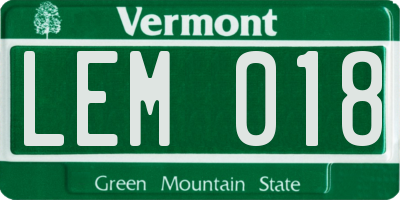 VT license plate LEM018