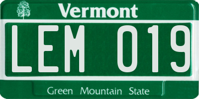 VT license plate LEM019