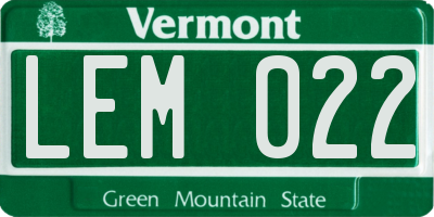 VT license plate LEM022