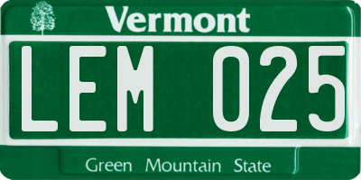 VT license plate LEM025