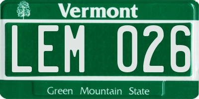 VT license plate LEM026