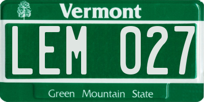 VT license plate LEM027