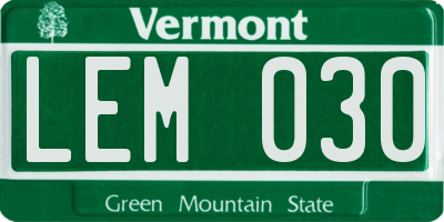 VT license plate LEM030