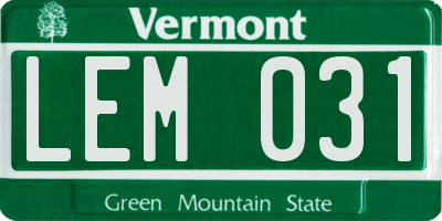 VT license plate LEM031