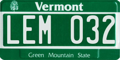 VT license plate LEM032