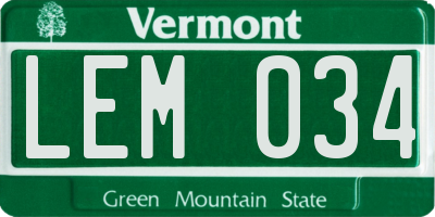 VT license plate LEM034