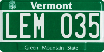 VT license plate LEM035