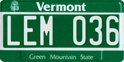 VT license plate LEM036