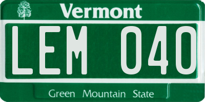 VT license plate LEM040