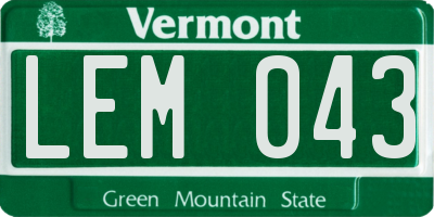 VT license plate LEM043