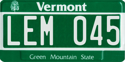VT license plate LEM045