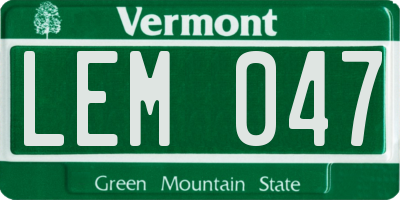 VT license plate LEM047