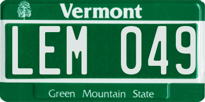 VT license plate LEM049